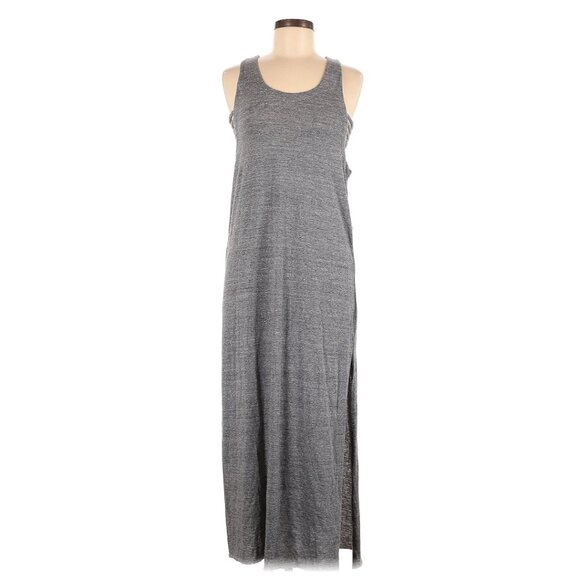 CHASER Gray Low Back Strappy Super Soft Maxi Dress Side Slits Size Medium - Picture 1 of 2